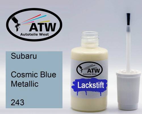 Subaru, Cosmic Blue Metallic, 243: 20ml Lackstift, von ATW Autoteile West.